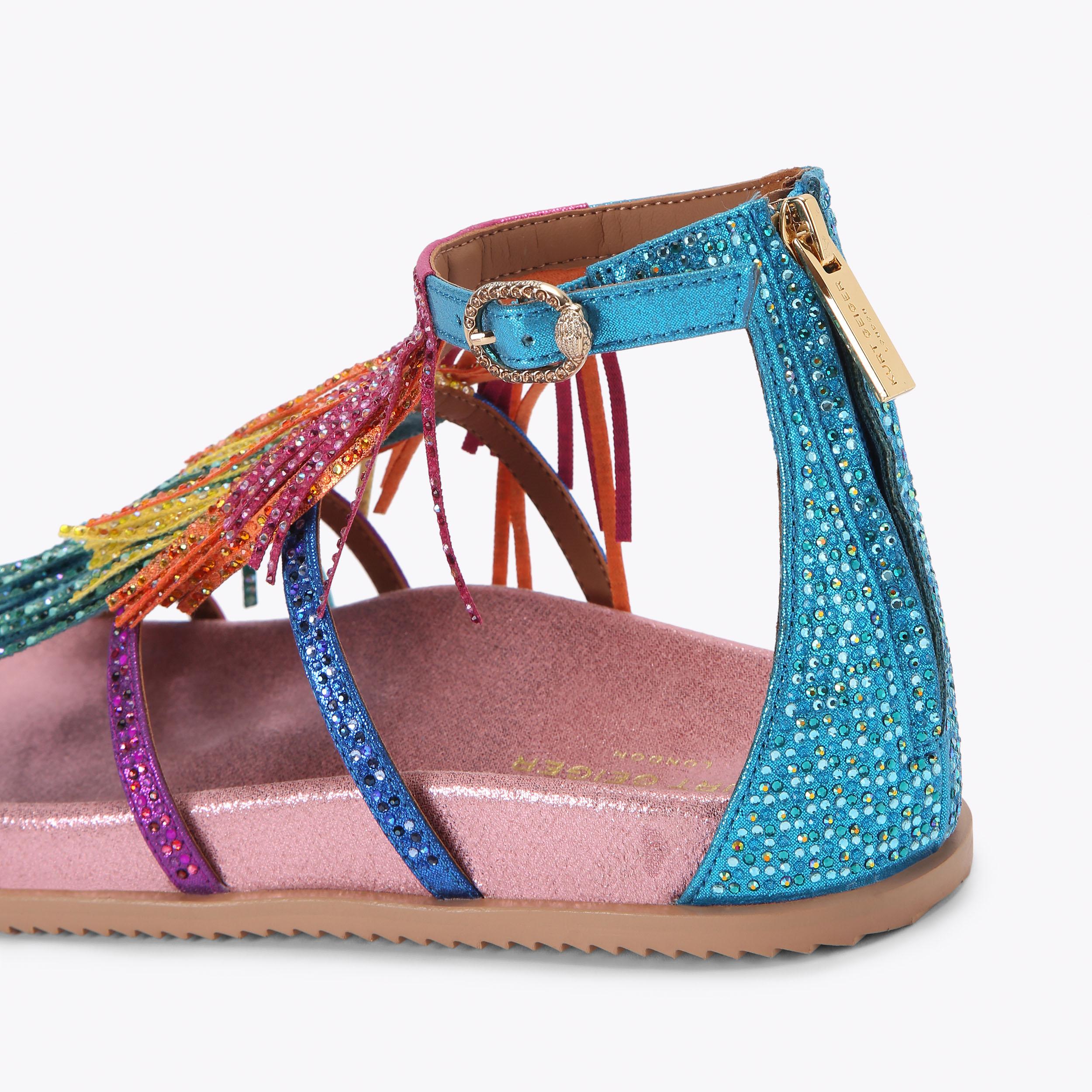 Kurt Geiger London Fringe Flat Sandal - Multi Colored - view 4