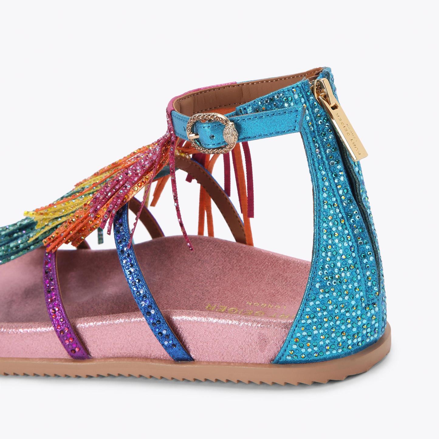 Kurt Geiger London Fringe Flat Sandal - Multi Colored - view 4