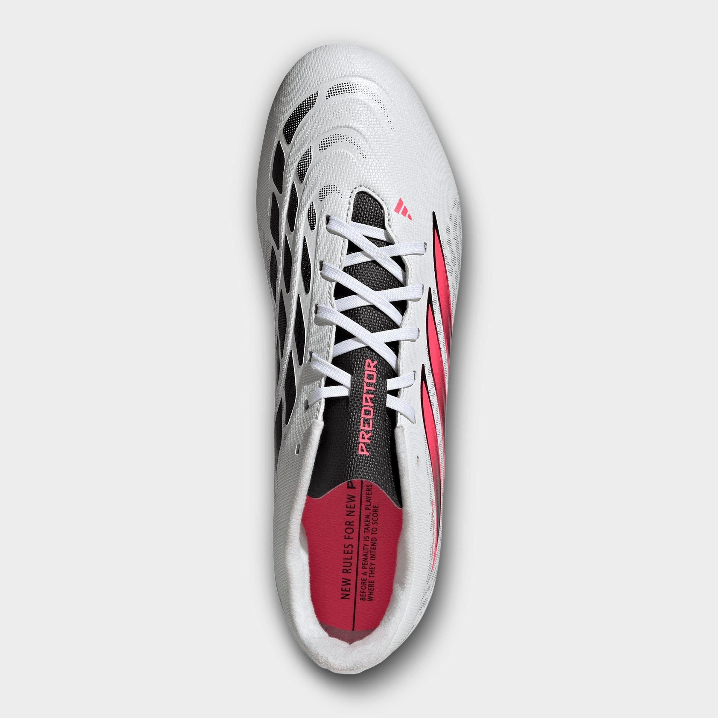 Men's adidas Predator Club Fold-Over Tongue Firm Ground/Multi Ground Soccer Cleats - Cloud White/Solar Turbo/Core Black (IH2111-100) - Top view