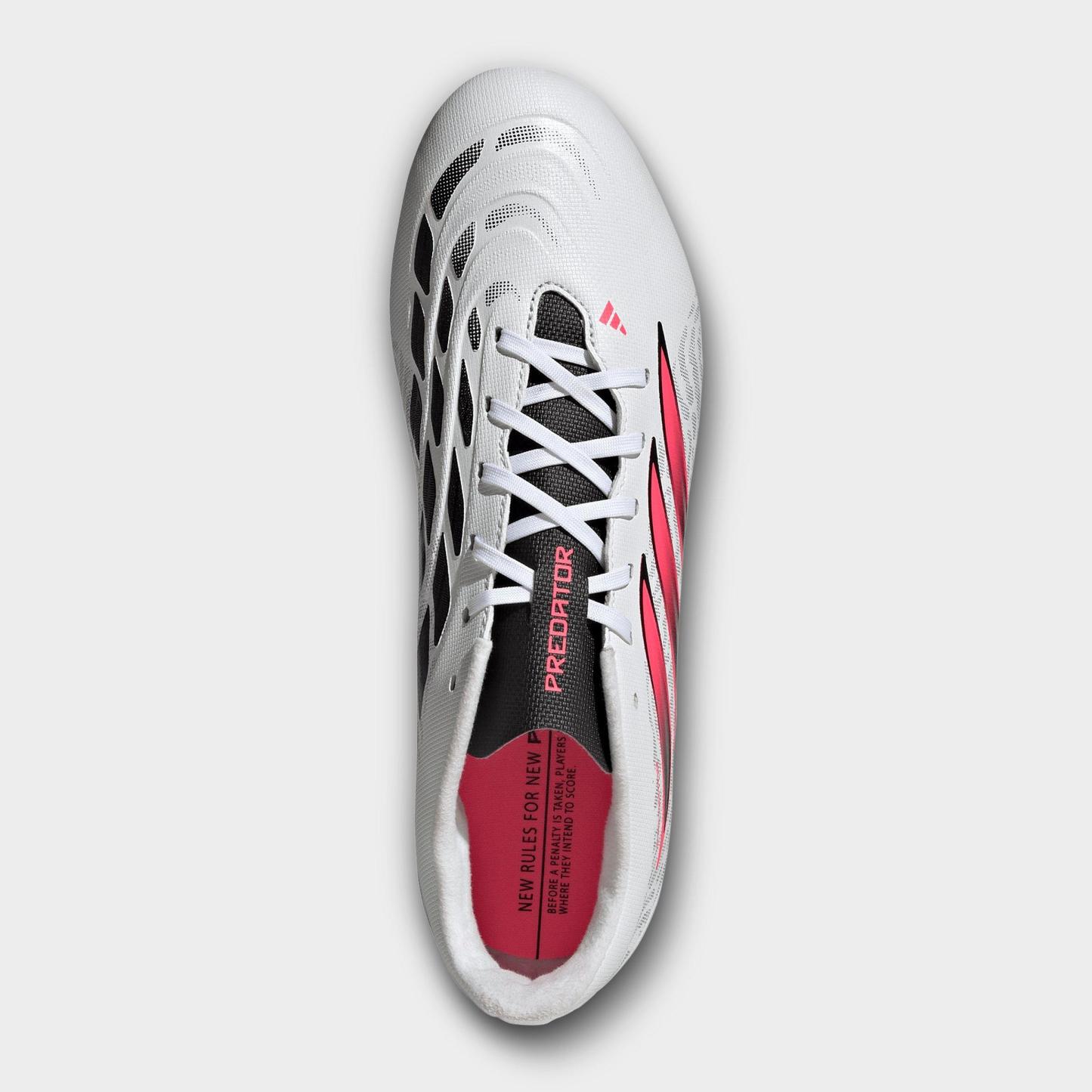 Men's adidas Predator Club Fold-Over Tongue Firm Ground/Multi Ground Soccer Cleats - Cloud White/Solar Turbo/Core Black (IH2111-100) - Top view