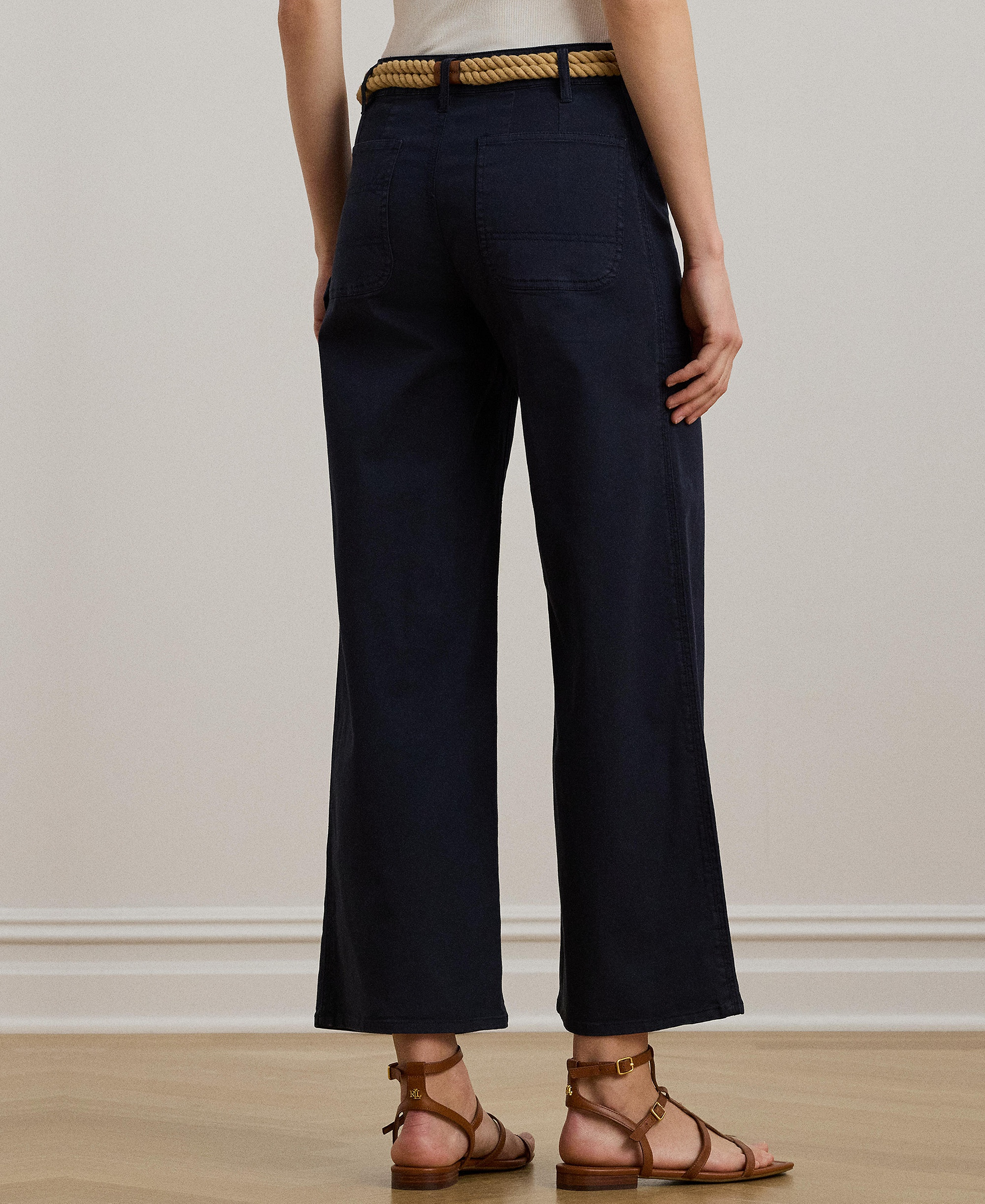 Lauren Ralph Lauren Women's Stretch Chino Wide-Leg Cropped Pants - Lauren Navy