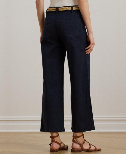 Lauren Ralph Lauren Women's Stretch Chino Wide-Leg Cropped Pants - Lauren Navy