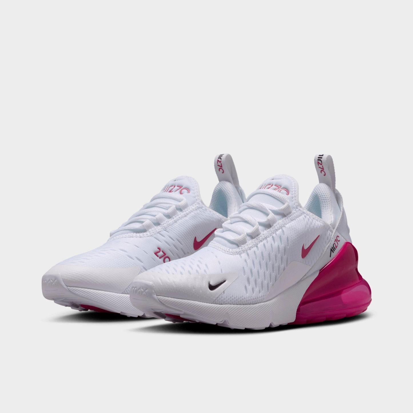 Big Kids' Nithtke Air Max 270 Casual Shoes - White/Black/Sweet Beet - Both shoes facing left