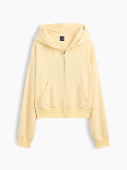 VintageSoft Terry Oversized Wedge Zip Hoodie - Maize yellow