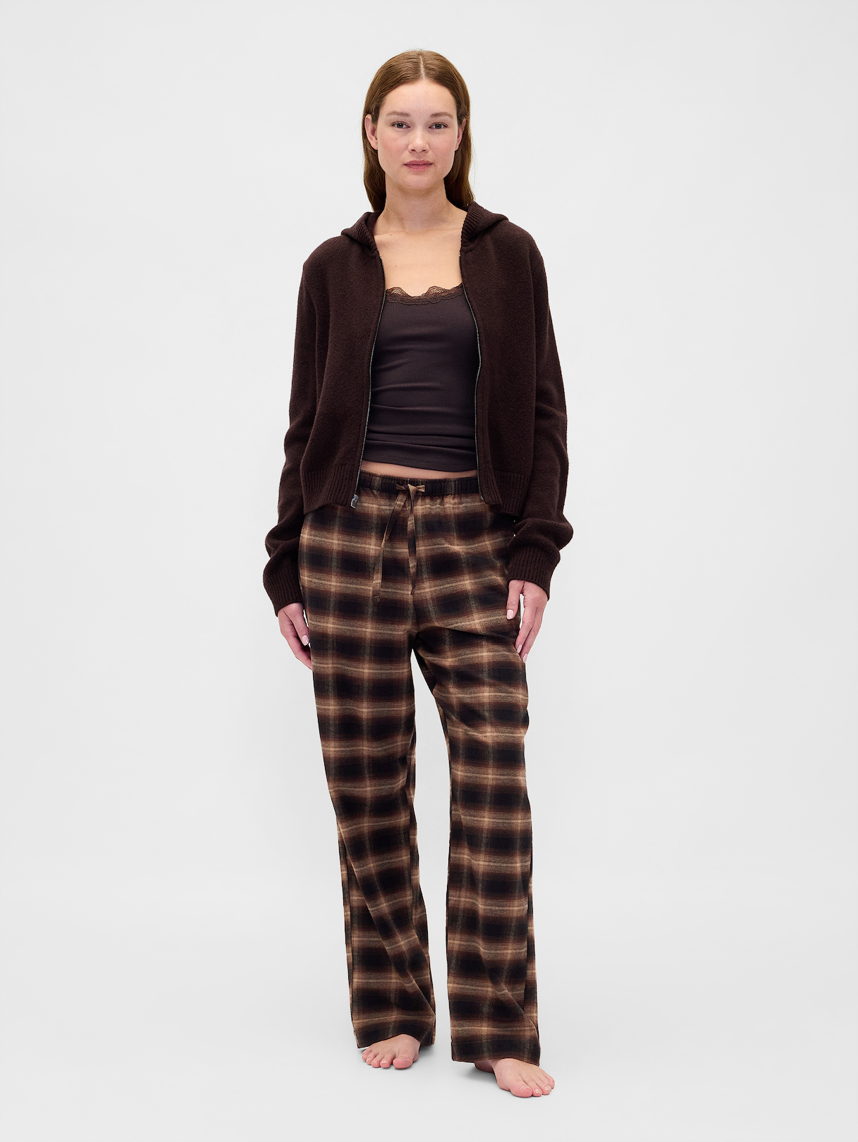 Adult Softest Flannel PJ Pants - Brown plaid