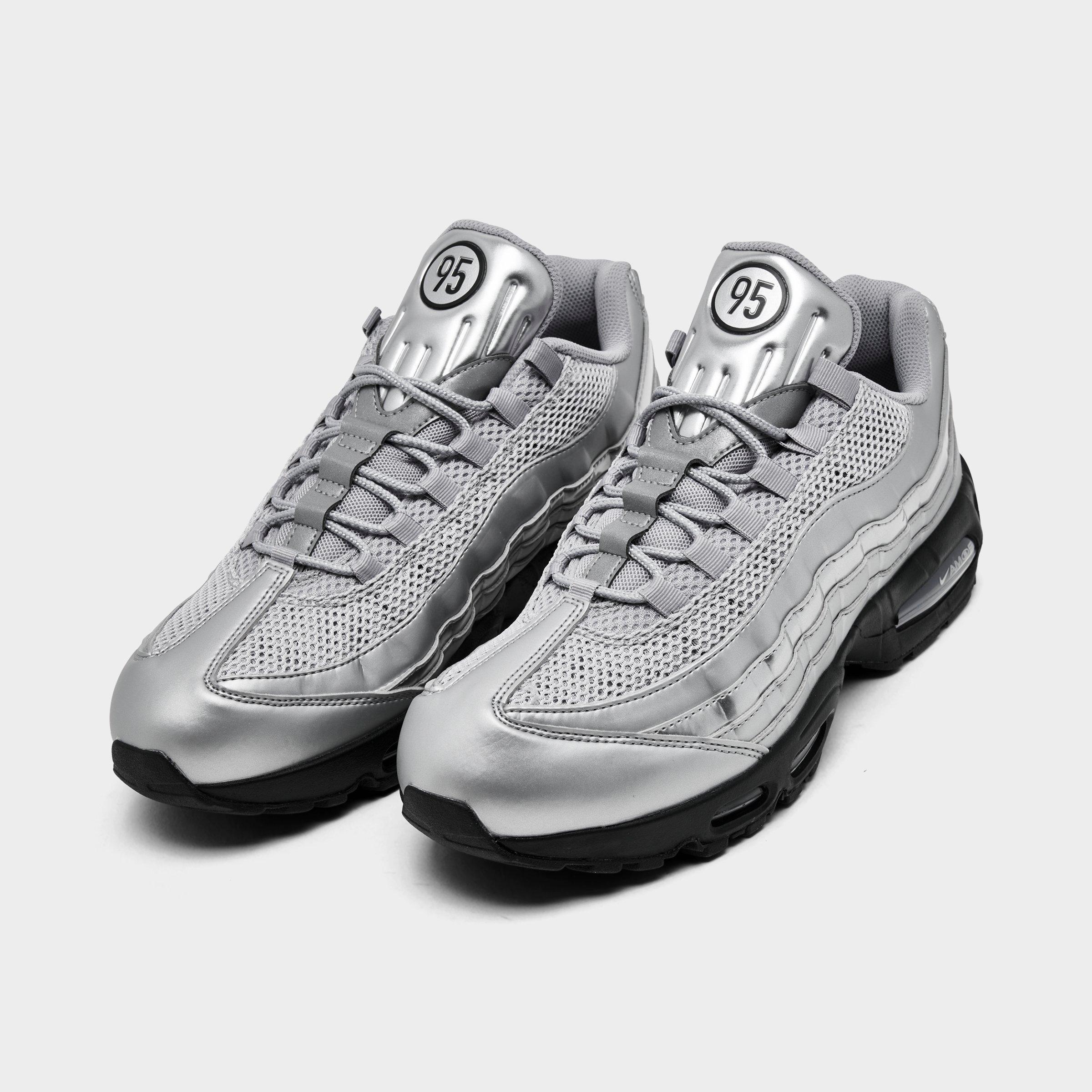 Men's Nithtke Air Max 95 Big Bubble Total 90 Casual Shoes - Metallic Silver/Black/Black - Both shoes facing left