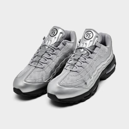 Men's Nithtke Air Max 95 Big Bubble Total 90 Casual Shoes - Metallic Silver/Black/Black - Both shoes facing left