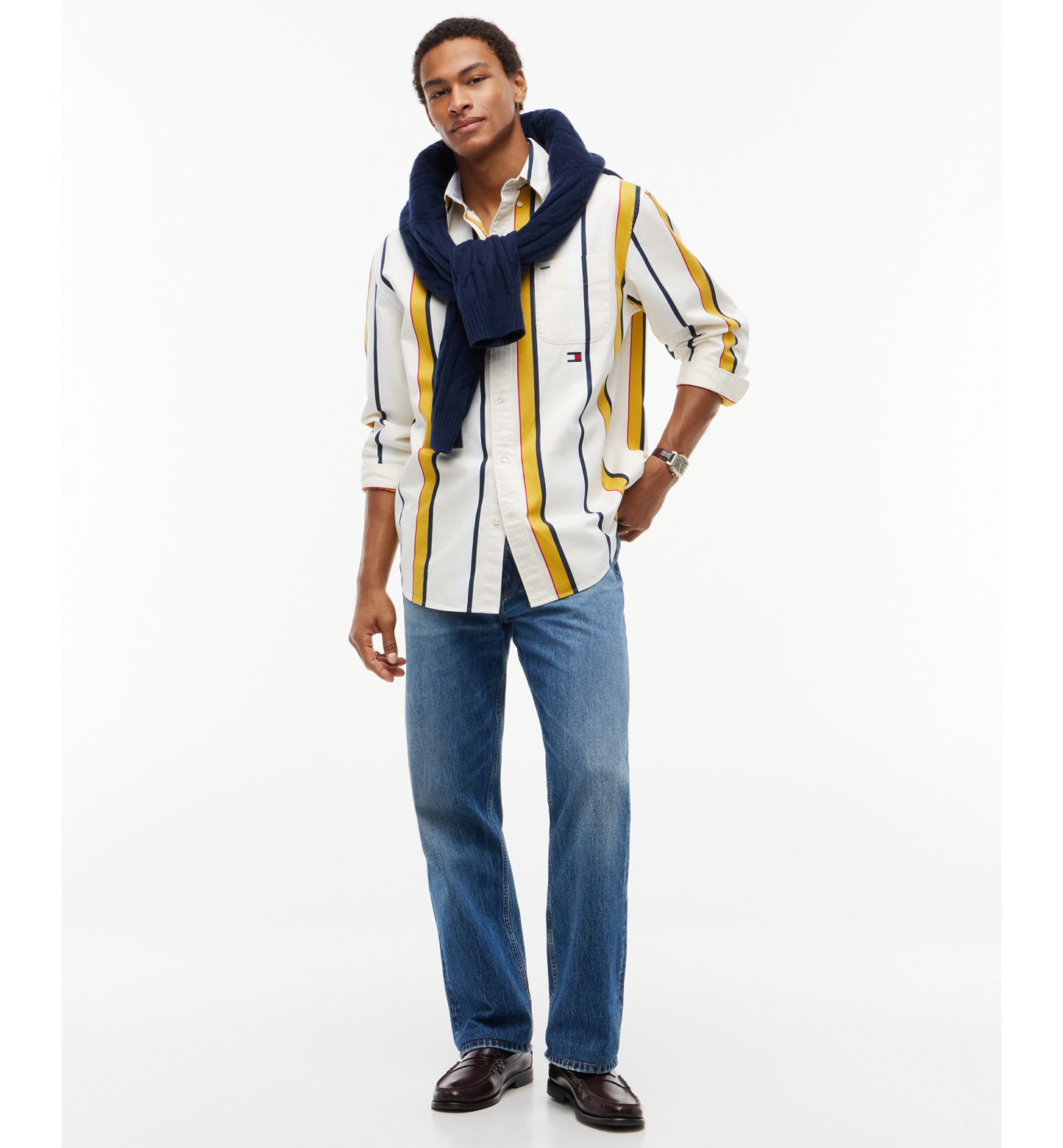Tommy Hilfiger Men's American Icons Oxford Heritage Long-Sleeve Striped Cotton Shirt, Macy’s Exclusive - Herald Stripe