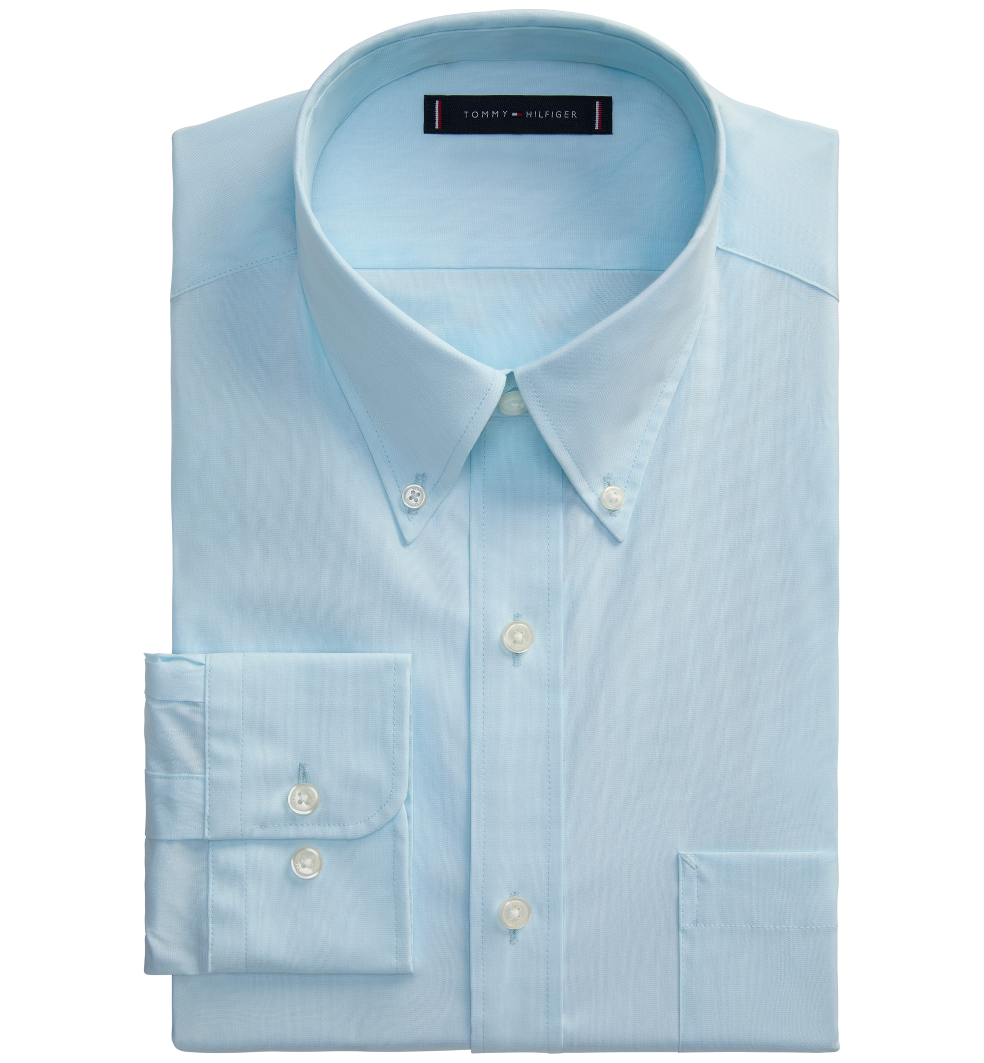 Tommy Hilfiger Men's Regular Fit Wrinkle Resistant Stretch Dress Shirt - Mist