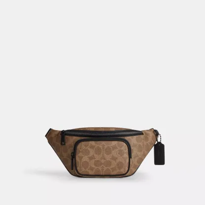 Travis Belt Bag 30 In Signature Canvas - Matte Black/Tan Black