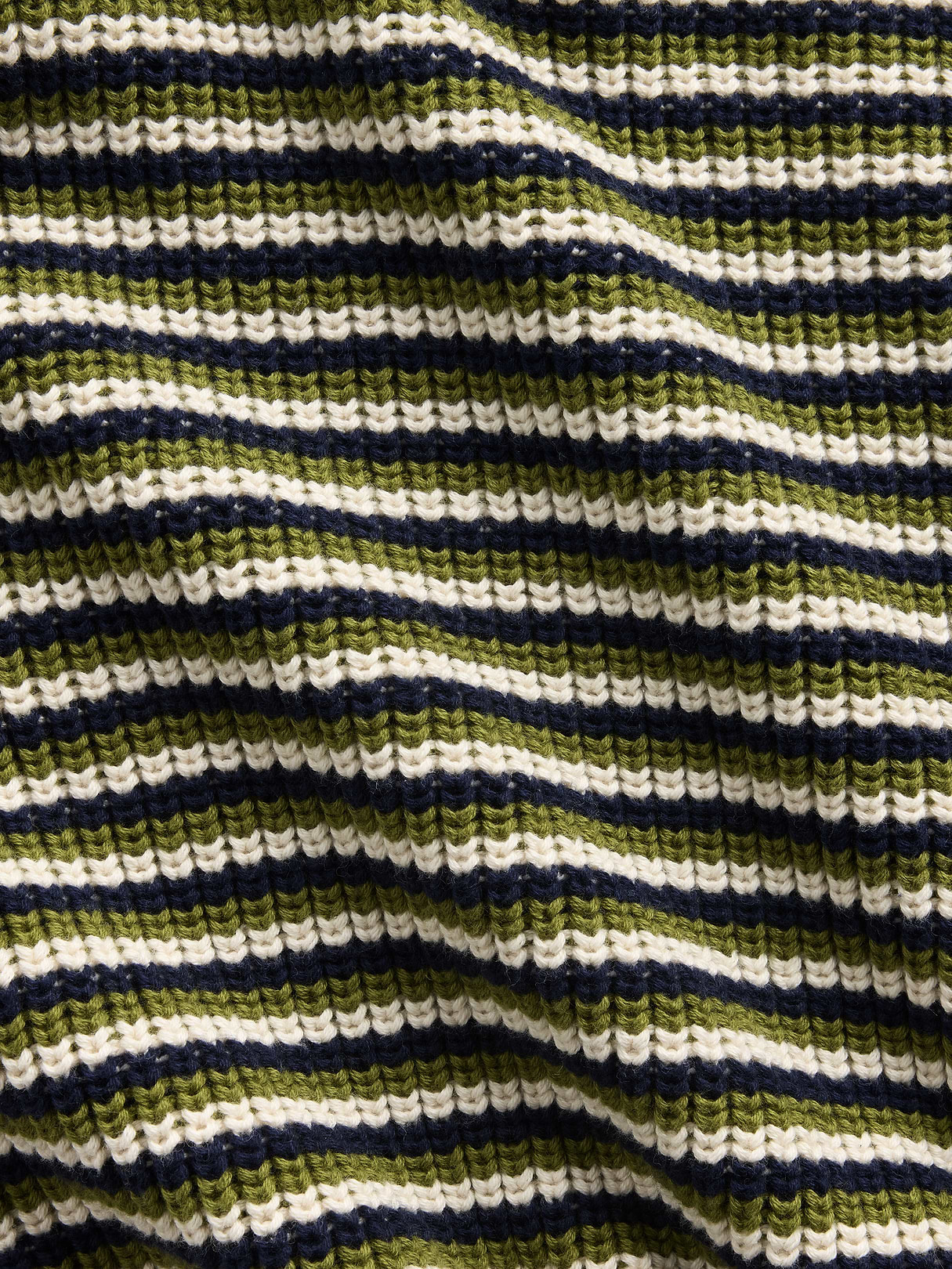 100% Cotton Oversized Rollneck Sweater - Green stripe