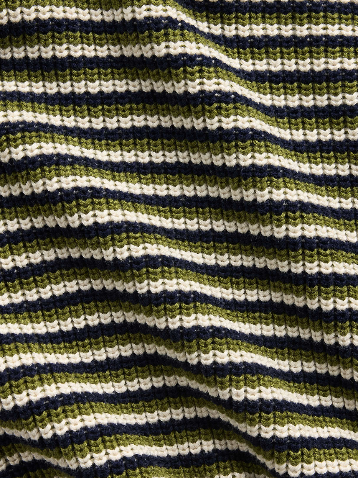 100% Cotton Oversized Rollneck Sweater - Green stripe