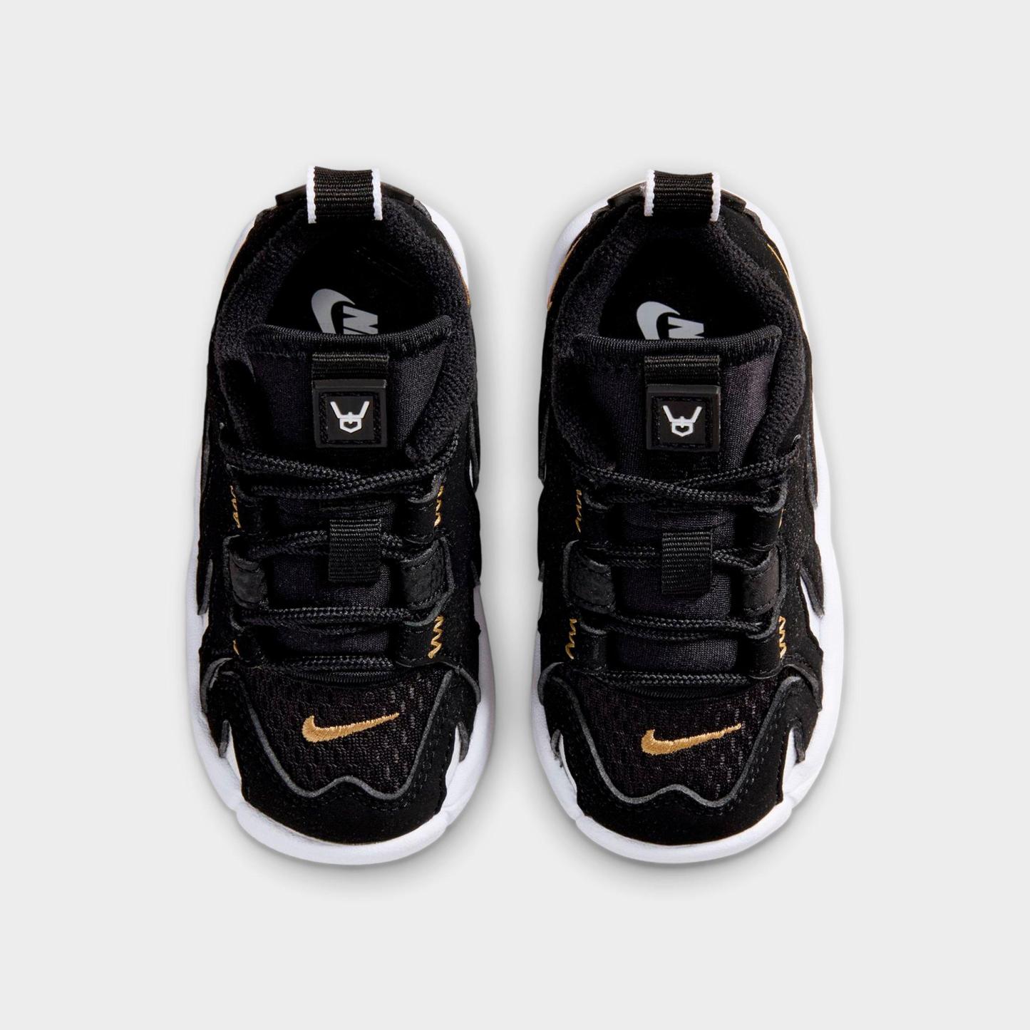Kids' Toddler Nithtke Air DT Max ‘96 Low Casual Shoes - Black/Metallic Gold/White - Top view