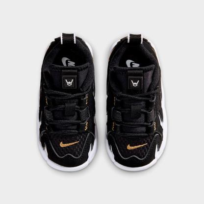 Kids' Toddler Nithtke Air DT Max ‘96 Low Casual Shoes - Black/Metallic Gold/White - Top view