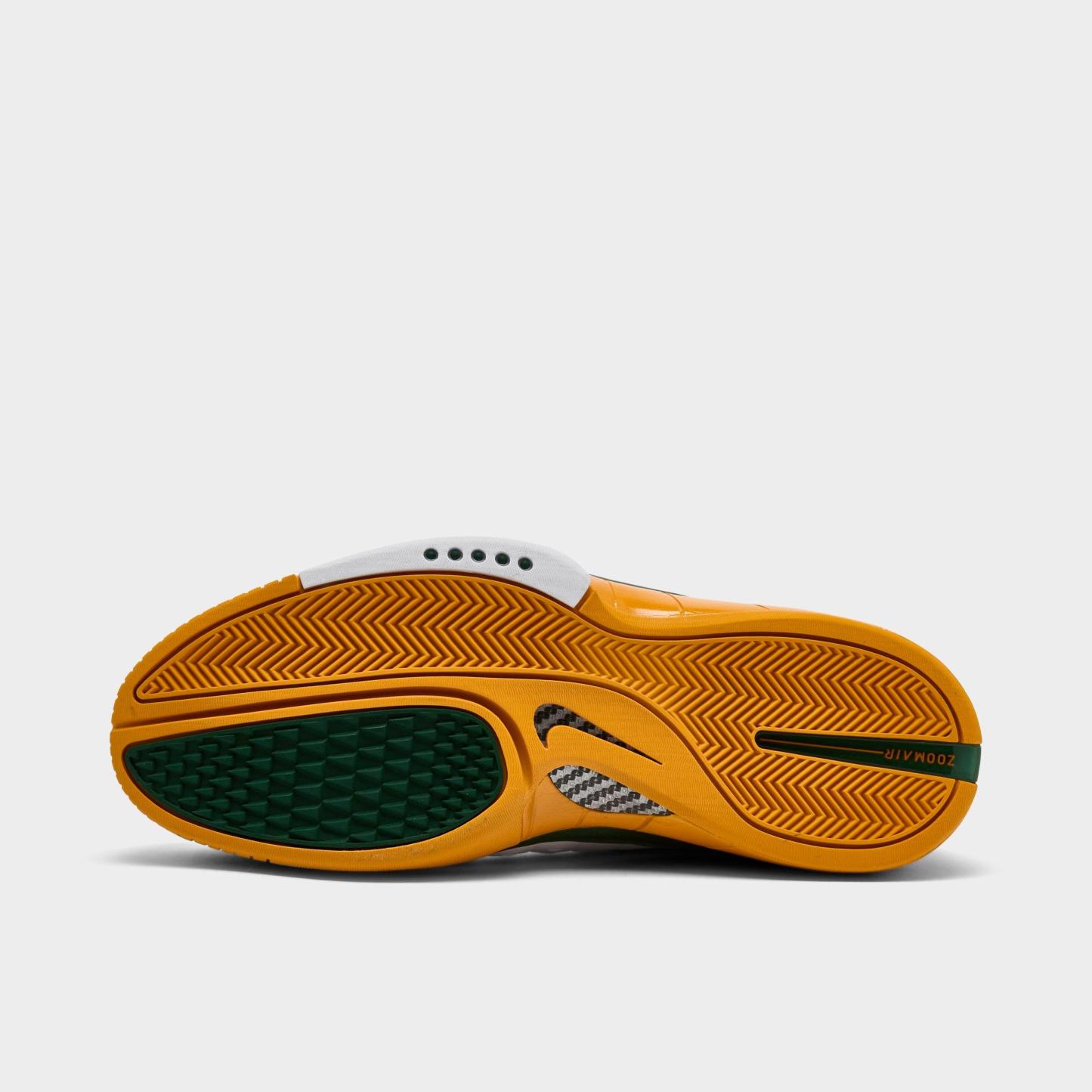 Men's Nithtke Air Zoom Huarache 2K4 PE Penny Hardaway Basketball Shoes - White/Deep Forest/Canyon Gold - Bottom view