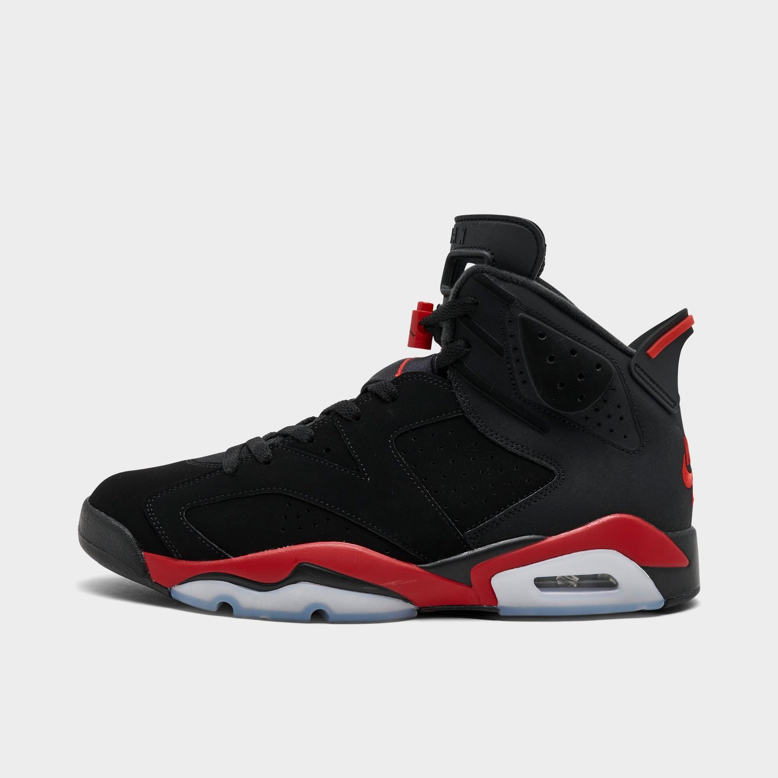 Men's Air Jordan Retro 6 Basketball Shoes - Black/Light Crimson - view 1