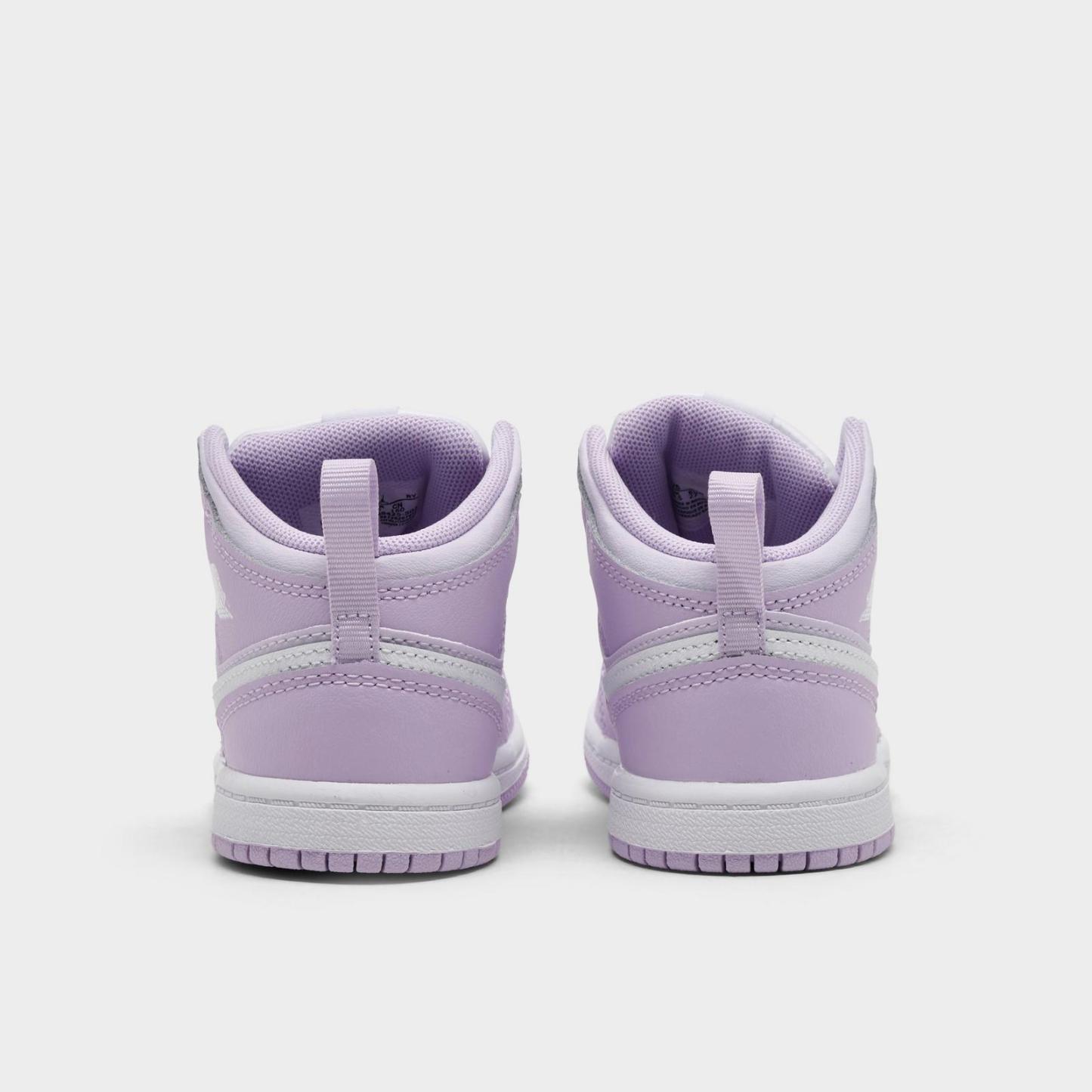 Kids' Toddler Air Jordan Retro 1 Mid Casual Shoes - Violet Mist/Barely Grape/White - view 4