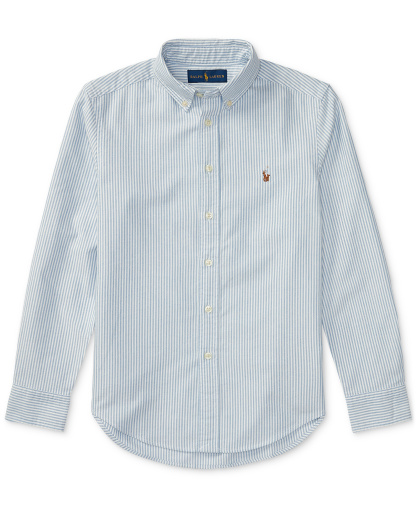 Polo Ralph Lauren 8-20 Boys' Embroidered Pony Logo Cotton Oxford Shirt - Light Blue Stripe