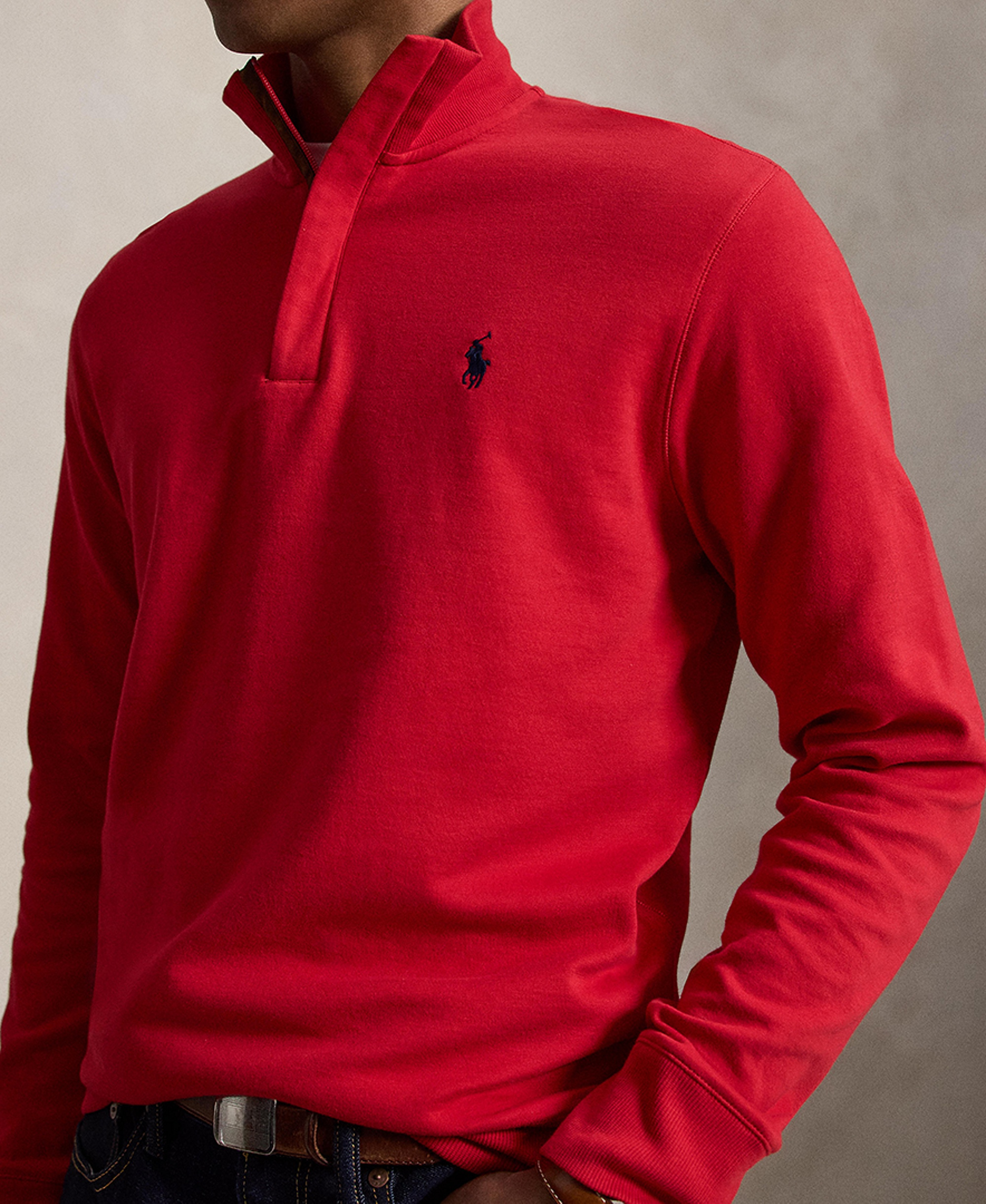 Polo Ralph Lauren Men's Luxury Jersey Quarter-Zip Pullover Sweater - Red