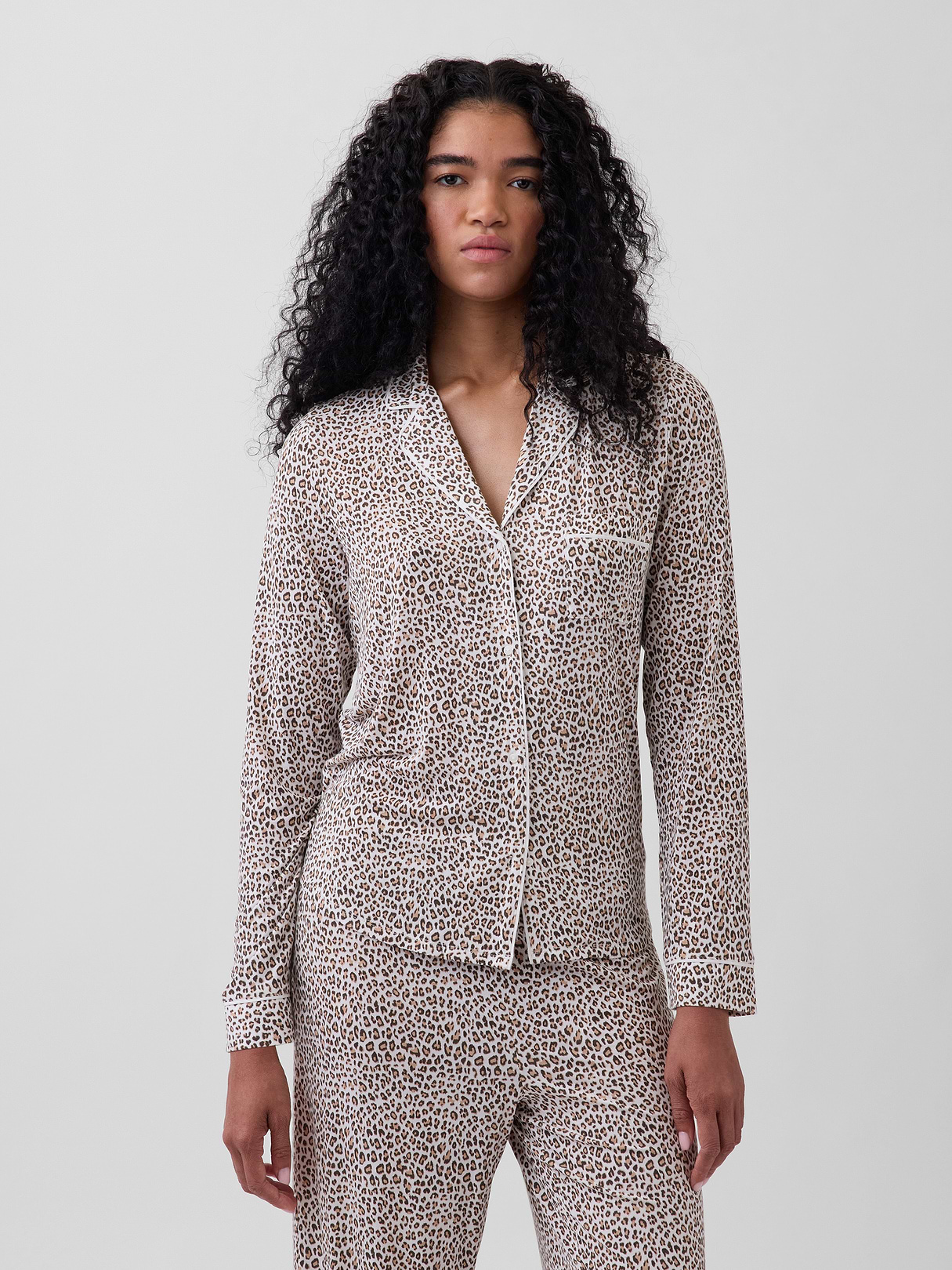 SoftMade Modal PJ Top - Leopard brown print