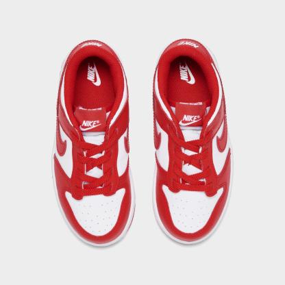 Kids' Toddler Nithtke Dunk Low Casual Shoes - White/University Red/White - Top view