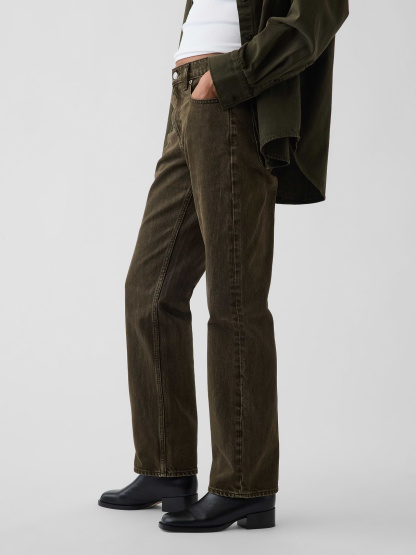 Mid Rise Straight Taper Jeans - Bamboo green