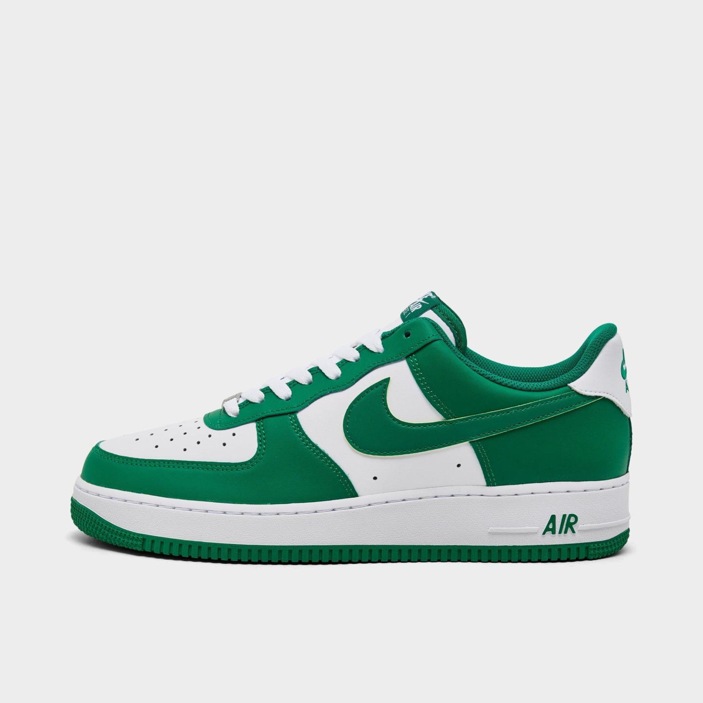 Men's Nithtke Air Force 1 '07 Casual Shoes - Part 1 - White/Malachite/White - Left shoe facing left. Outside of the shoe.