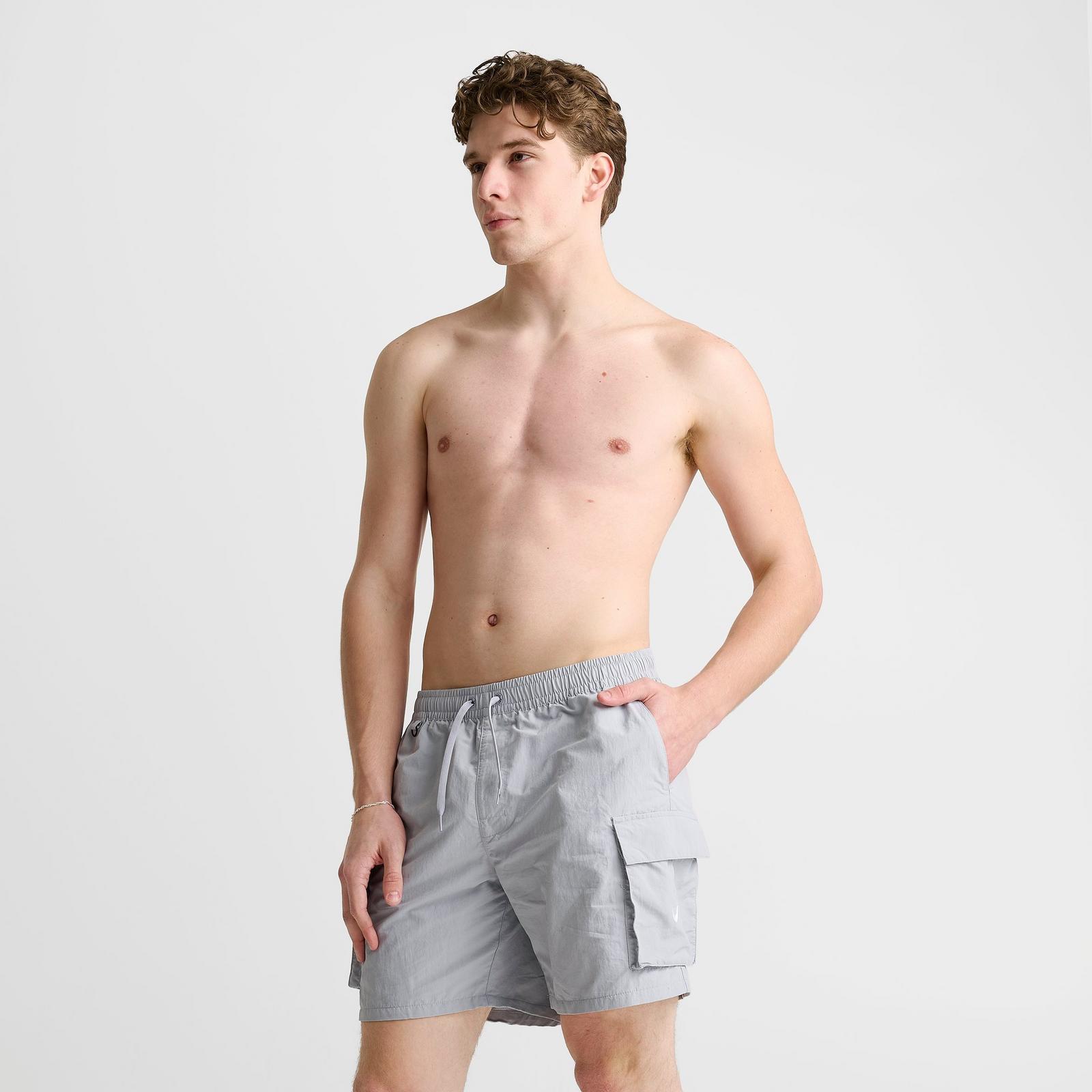 Men's Nike Packable Cargo 7" Swim Shorts - Grey