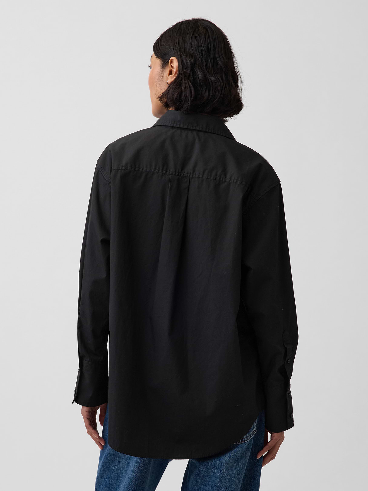Organic Cotton Poplin Big Shirt - Black
