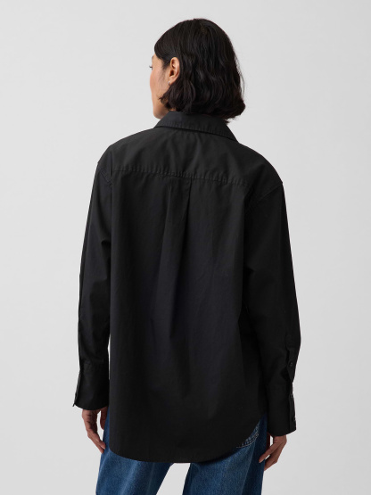 Organic Cotton Poplin Big Shirt - Black