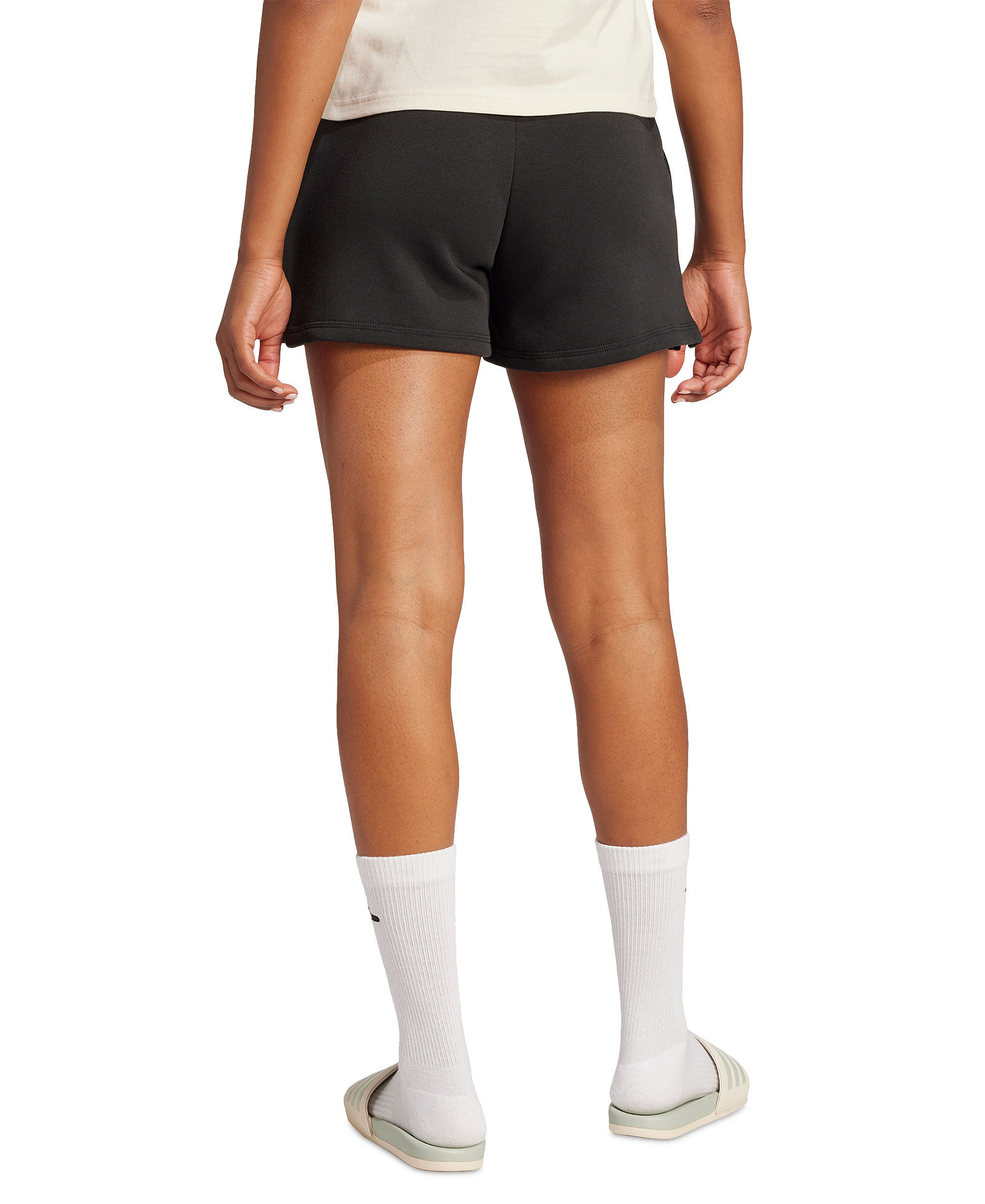 adidas Women's Essentials Small Logo Fleece Shorts - Black/White