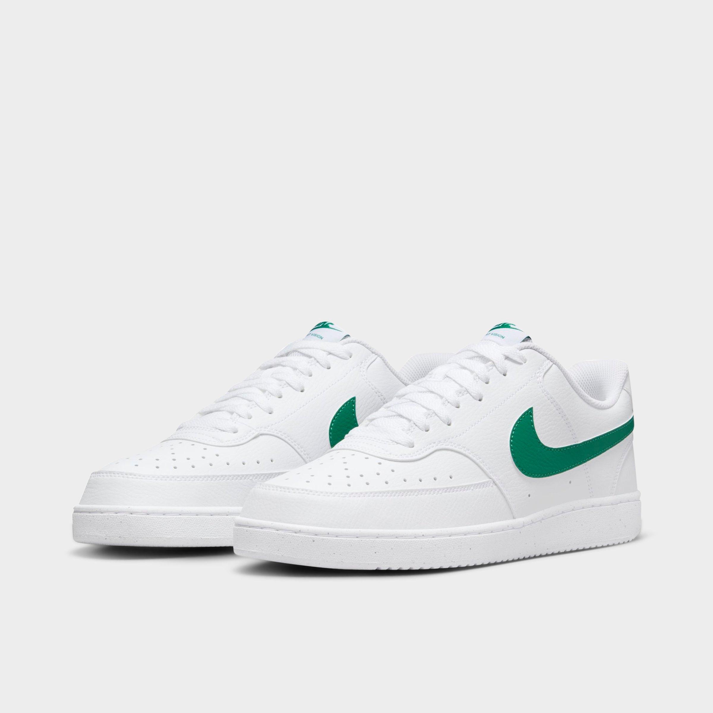 Men's Nithtke Court Vision Low Next Nature Casual Shoes - White/White/Malachite - Both shoes facing left