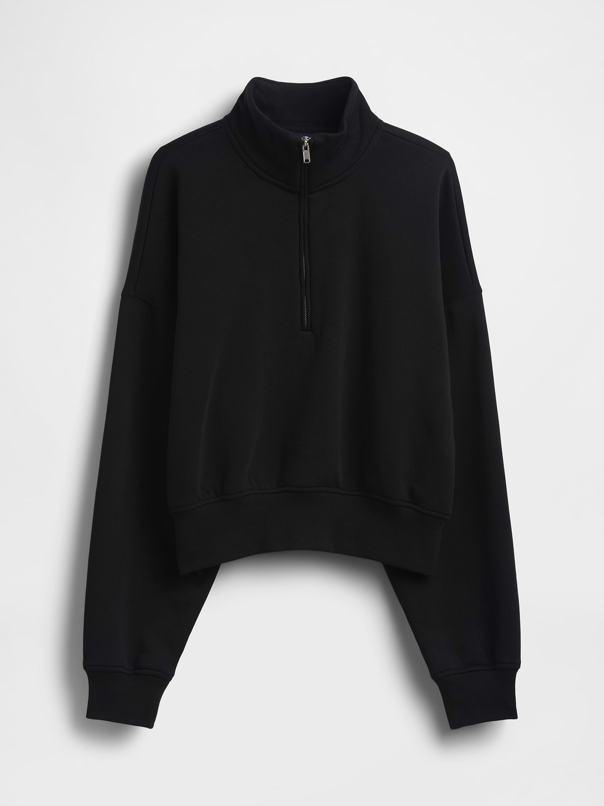 VintageSoft Oversized Half-Zip Wedge Pullover - Black