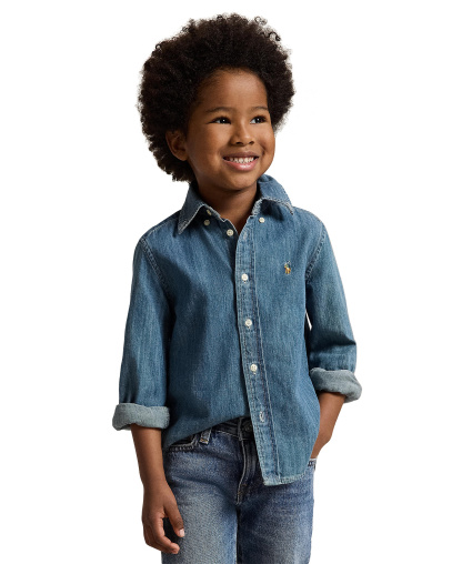 Polo Ralph Lauren Toddler and Little Boys Cotton Chambray Shirt - Dark Blue