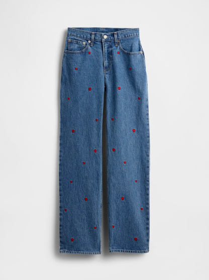 Mid Rise Relaxed Straight Jeans - Medium wash