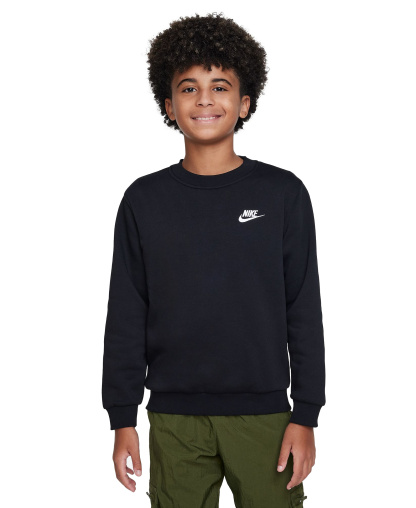 Nike Boys' and Girls' Sportswear Club Fleece Classic-Fit Sweatshirt - Black/White
