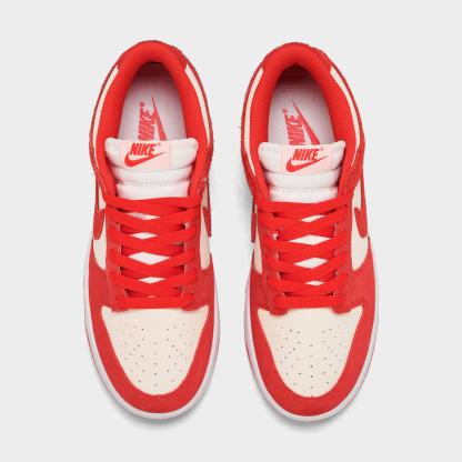 Women's Nithtke Dunk Low Suede Casual Shoes - Sail/Light Crimson/White/Metallic Silver - Top view