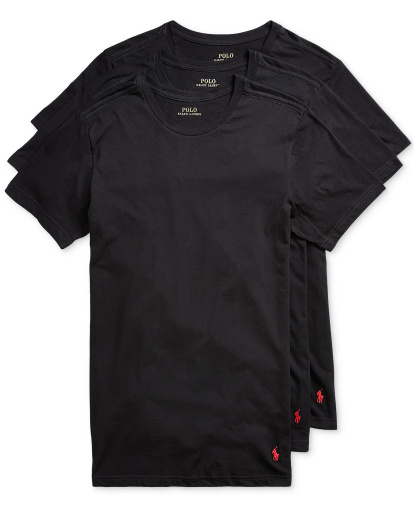 Polo Ralph Lauren Men's 3-Pack Slim Fit Crewneck Undershirt - Polo Black