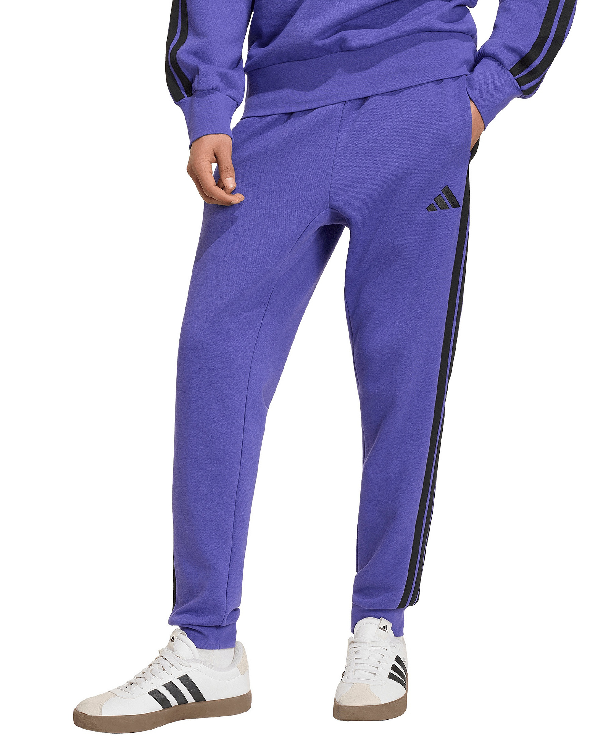 adidas Men's Essentials Three-Stripes Regular-Fit Fleece Joggers - Pure Purple