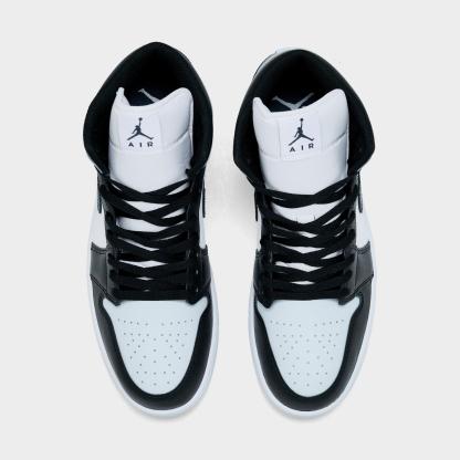 Men's Air Jordan Retro 1 Mid Casual Shoes - Black/Aura/White/Squadron Blue - view 5