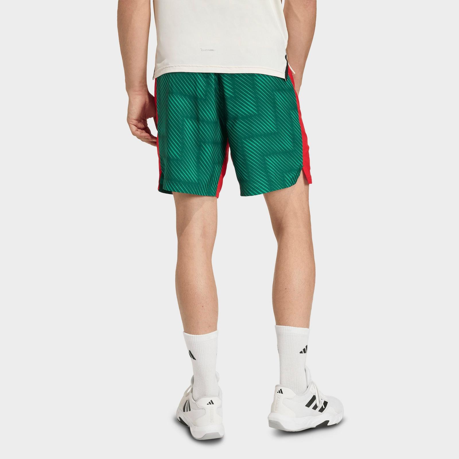 Men's adidas Tech Intensity Allover Print Training Shorts - Team Dark Green/Better Scarlet/Black - view 3