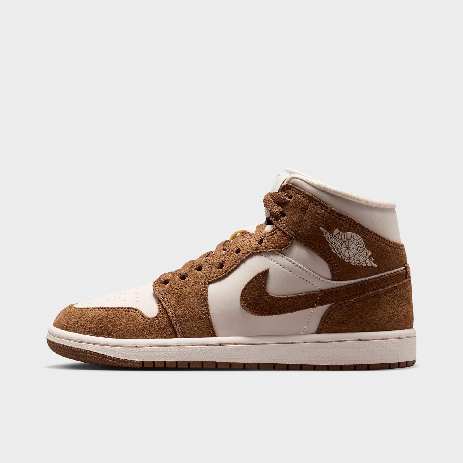 Women's Air Jordan Retro 1 Mid Casual Shoes - Light British Tan/Chalk - view 1