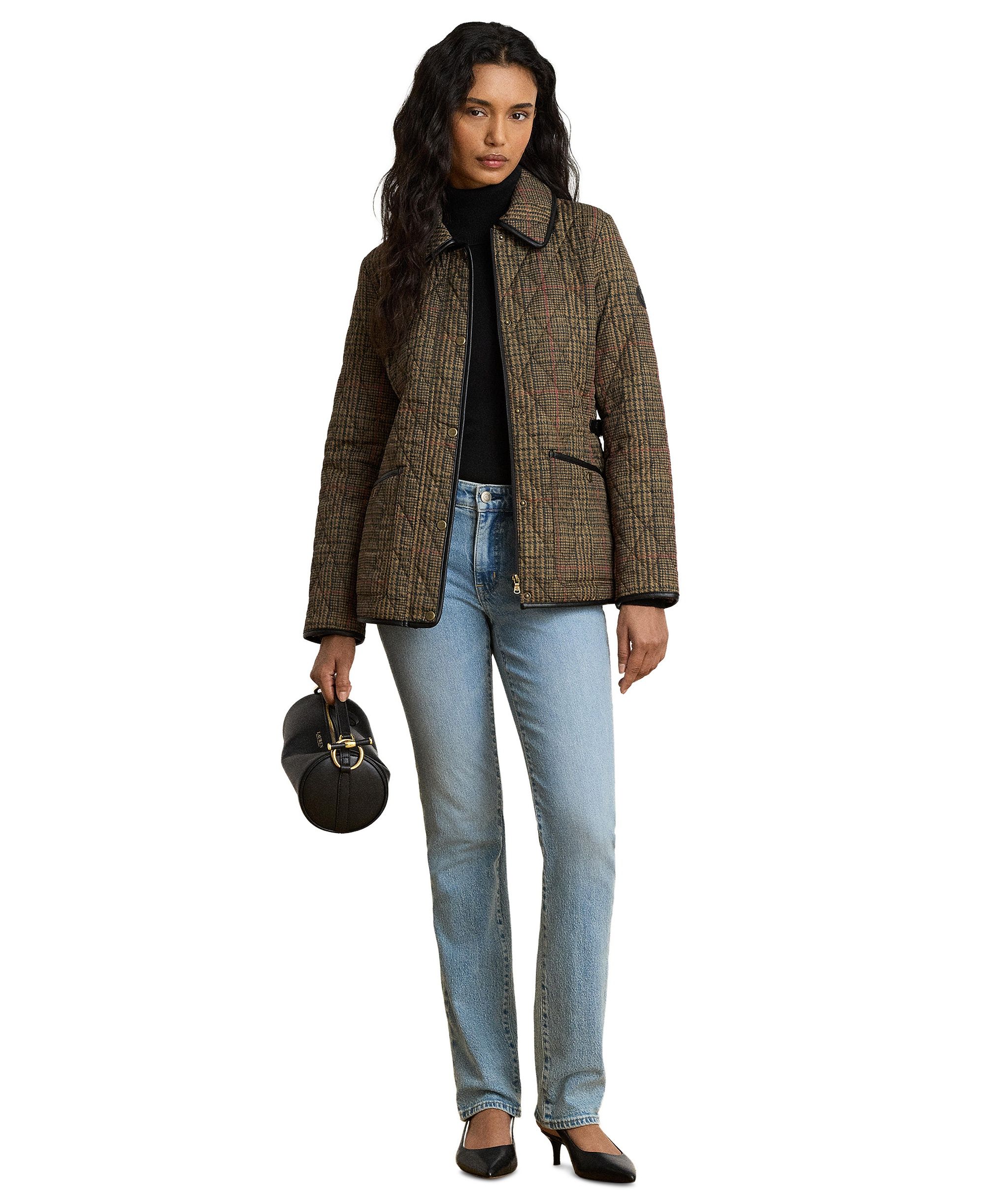 Lauren Ralph Lauren Petite Quilted Velboa-Lined Jacket, Created for Macy's - Grand Loden Plaid