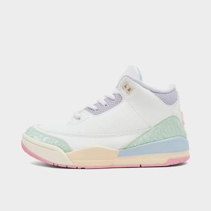 Little Kids' Air Jordan Retro 3 Basketball Shoes - Sail/Jade Aura/Aura/Iced Carmine/Muslin/Iris Whisper - view 1