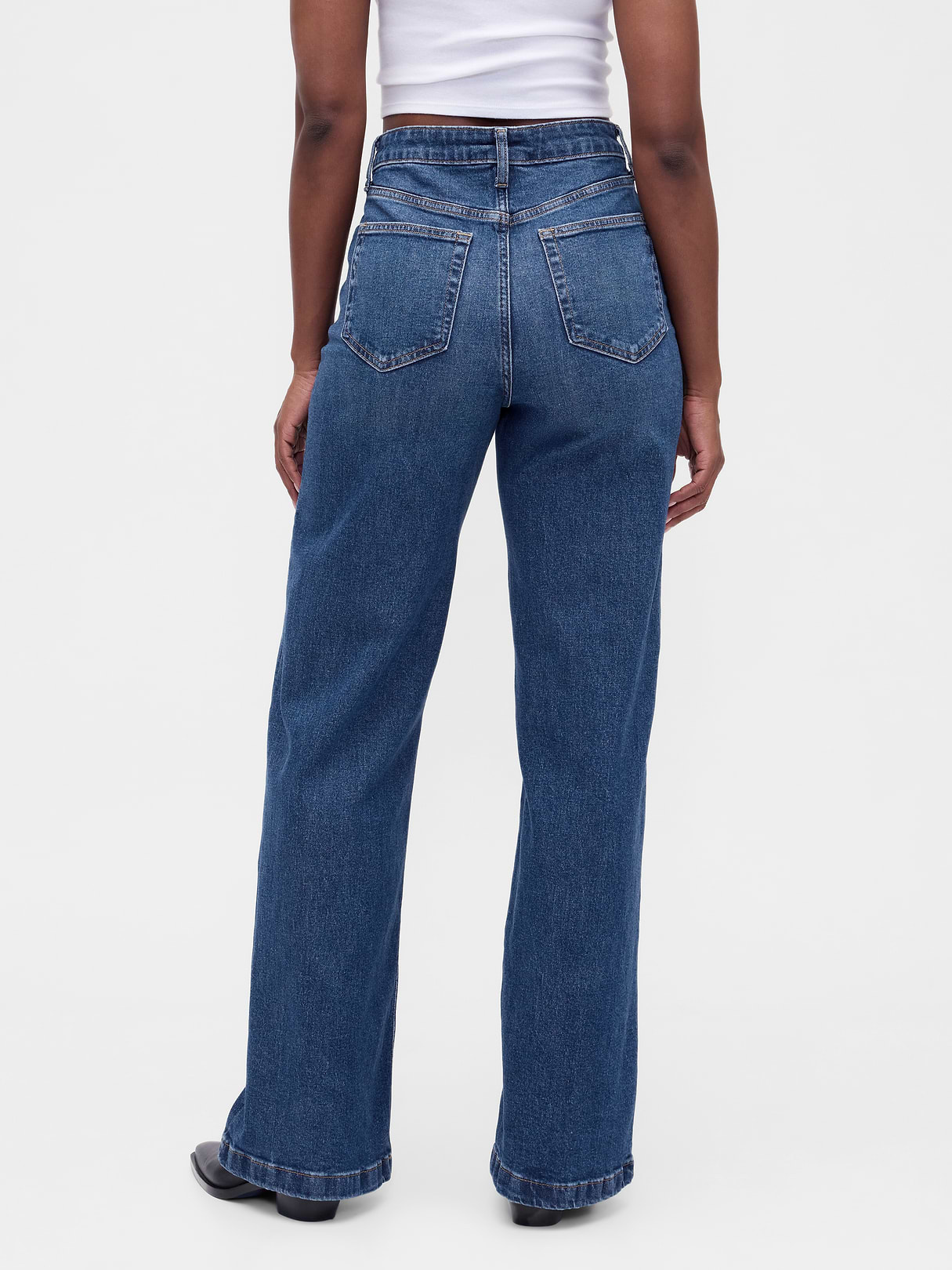 Curvy High Rise Stride Wide-Leg Jeans - Dark indigo