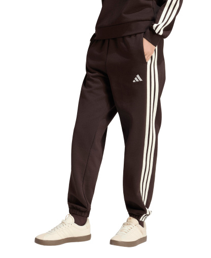 adidas Women's Essentials 3-Stripes Pull-On Fleece Loose Pants - Aurora Coffee/Ivory
