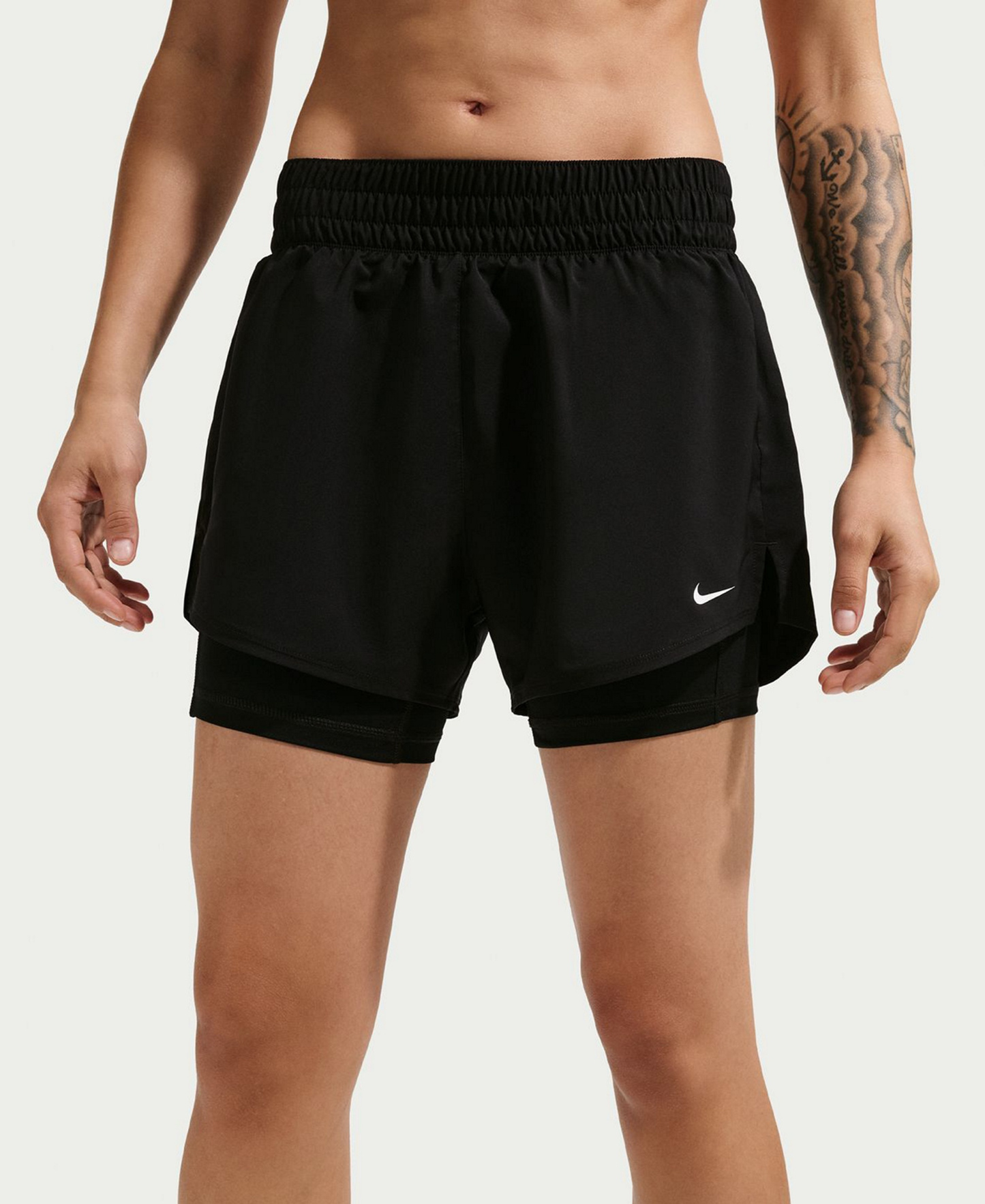 Nike Women's One Dri-Fit High-Waist 2-in-1 Shorts - Black/white