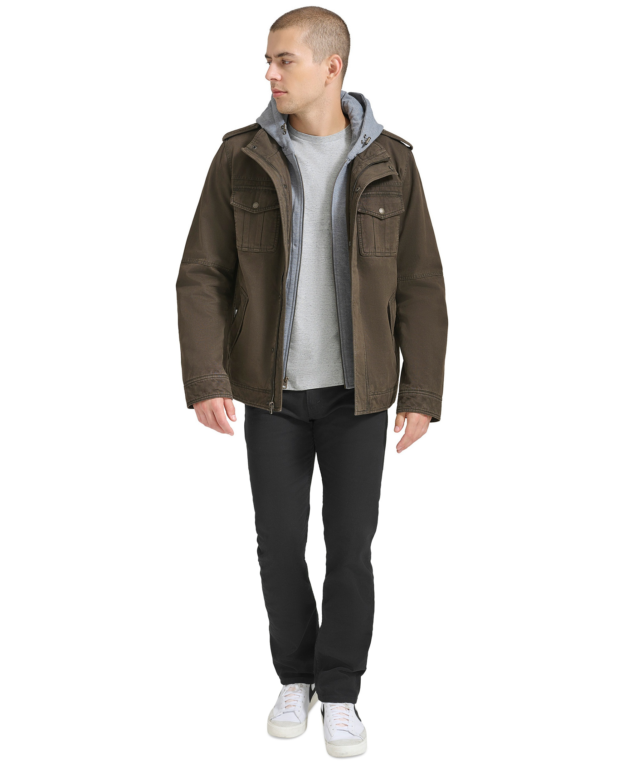 Levi's Men's Two Pocket Hooded Trucker Jacket - Dark Brown