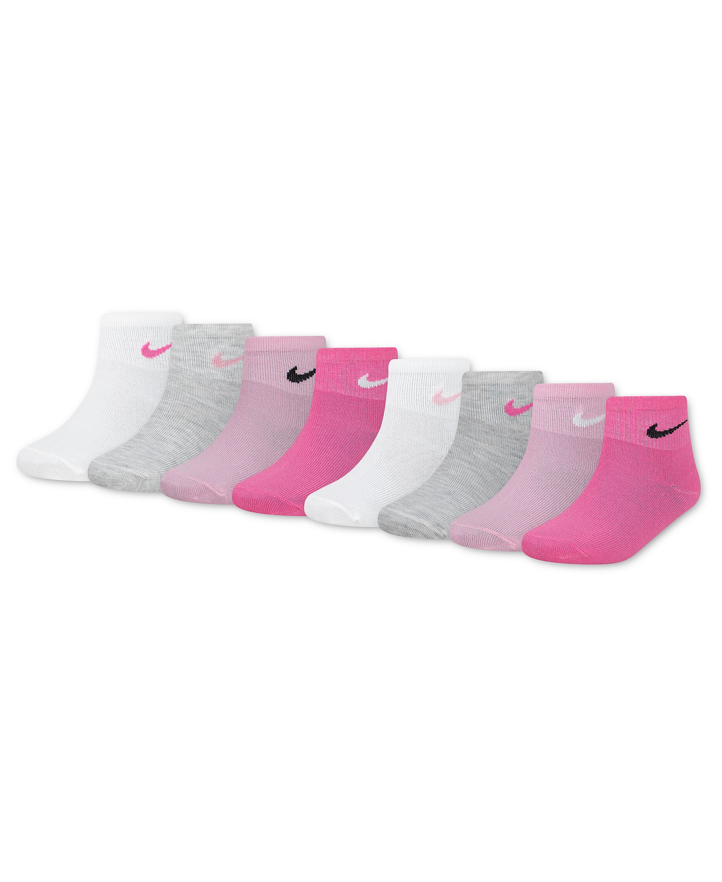 Nike Boys' and Girls' 5-7 Ankle Socks, 8-Pack - Pink/Multi