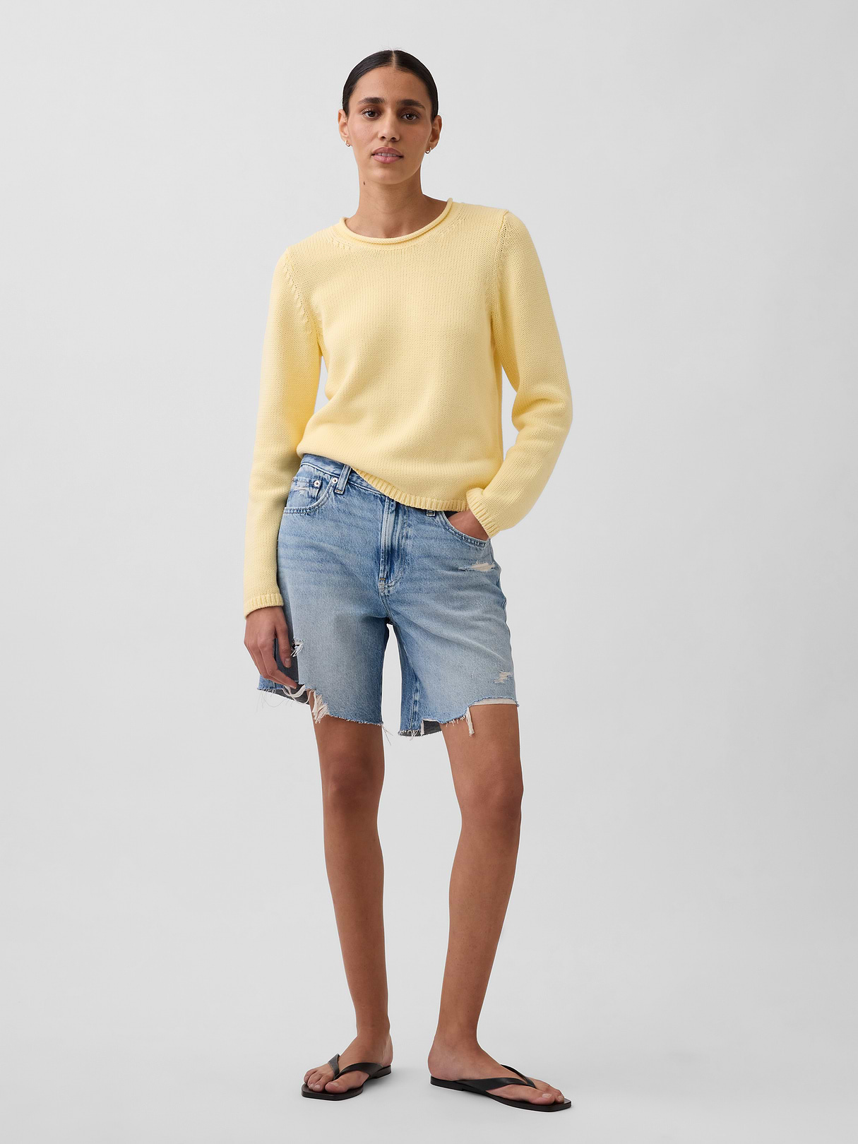 100% Cotton Rollneck Sweater - Maize yellow